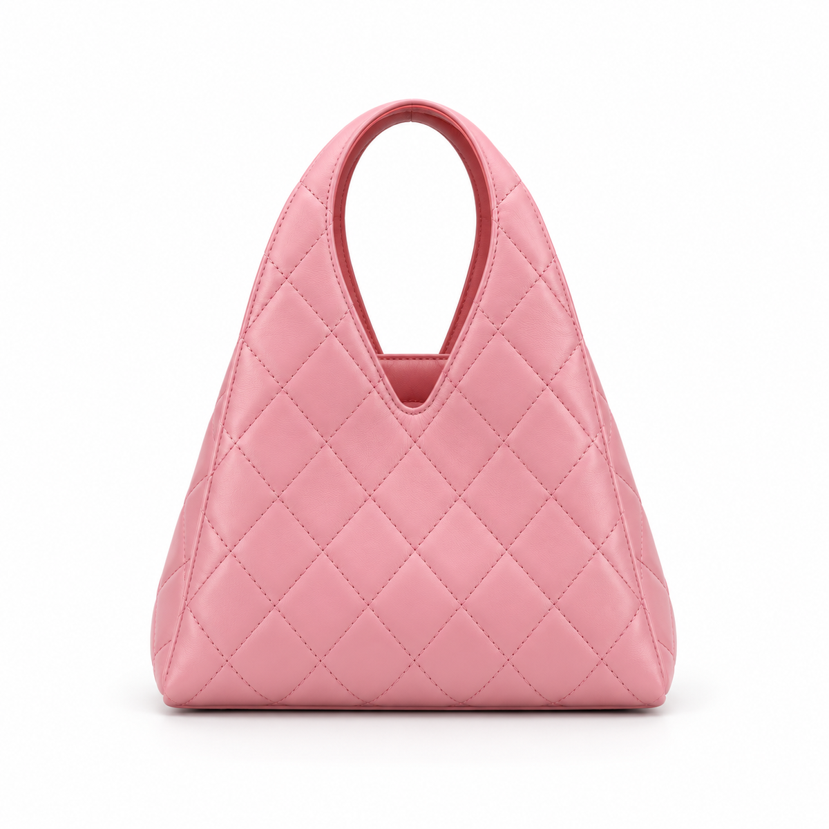 Pink Quilted Mini Tote Handbag with Integrated Handle