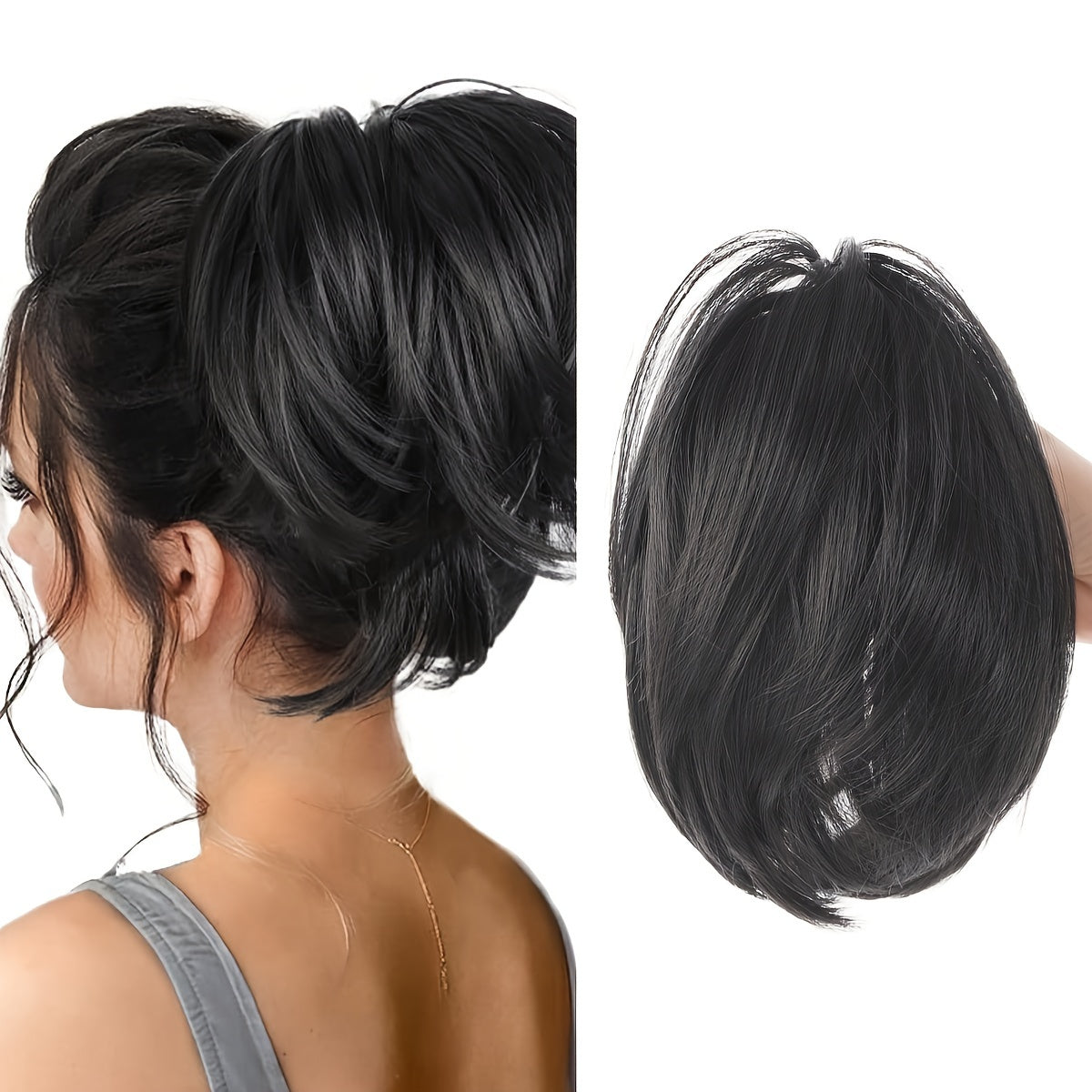 Messy Bun Hair Clip For Women | Straight Ponytail Extension 8inch Black