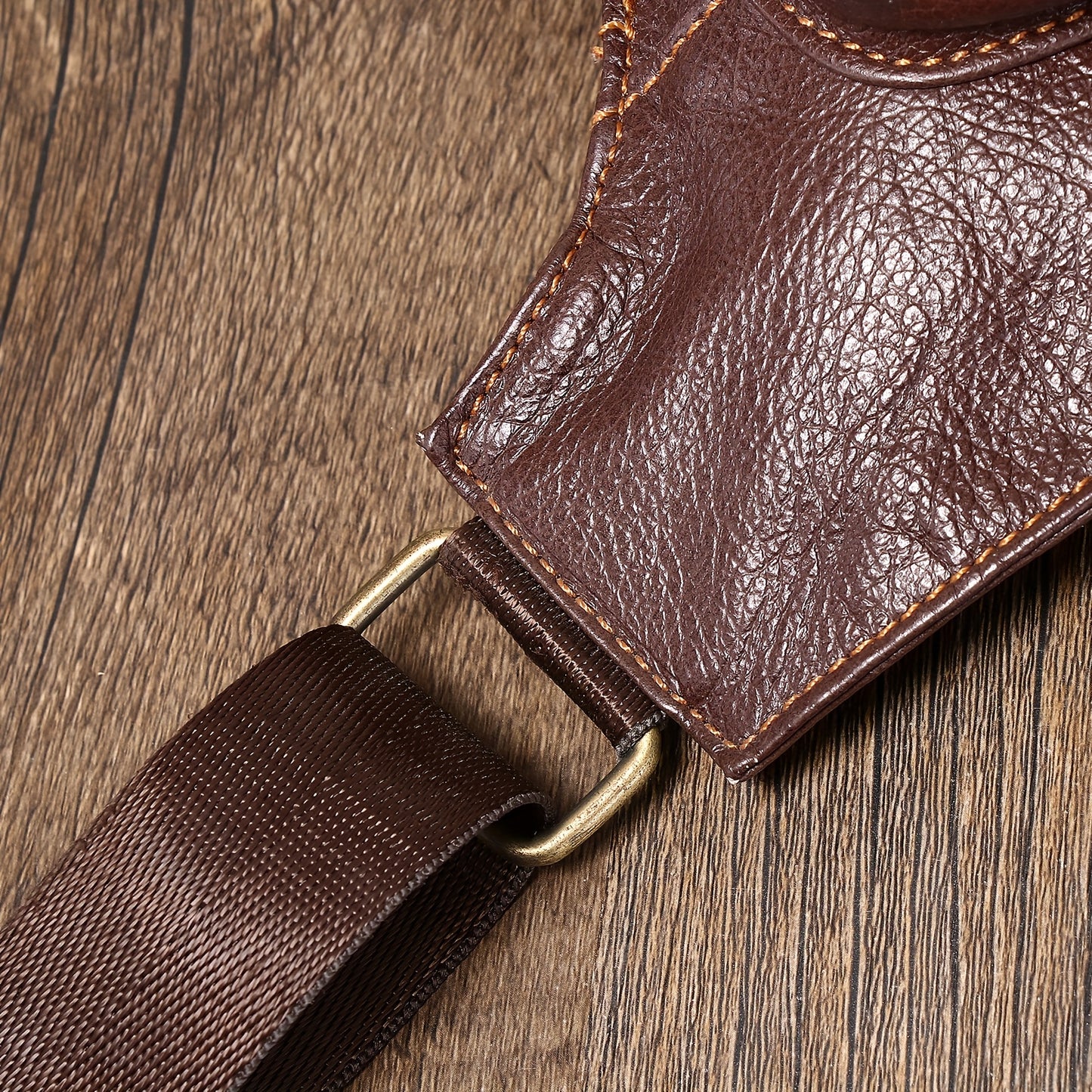 Genuine Leather Sling Bag for Men & Women - Adjustable 41.33" Crossbody Chest Pack with Multiple Zippered Compartments