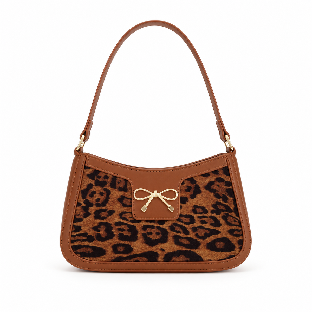 Leopard Print Brown Bow Shoulder Bag