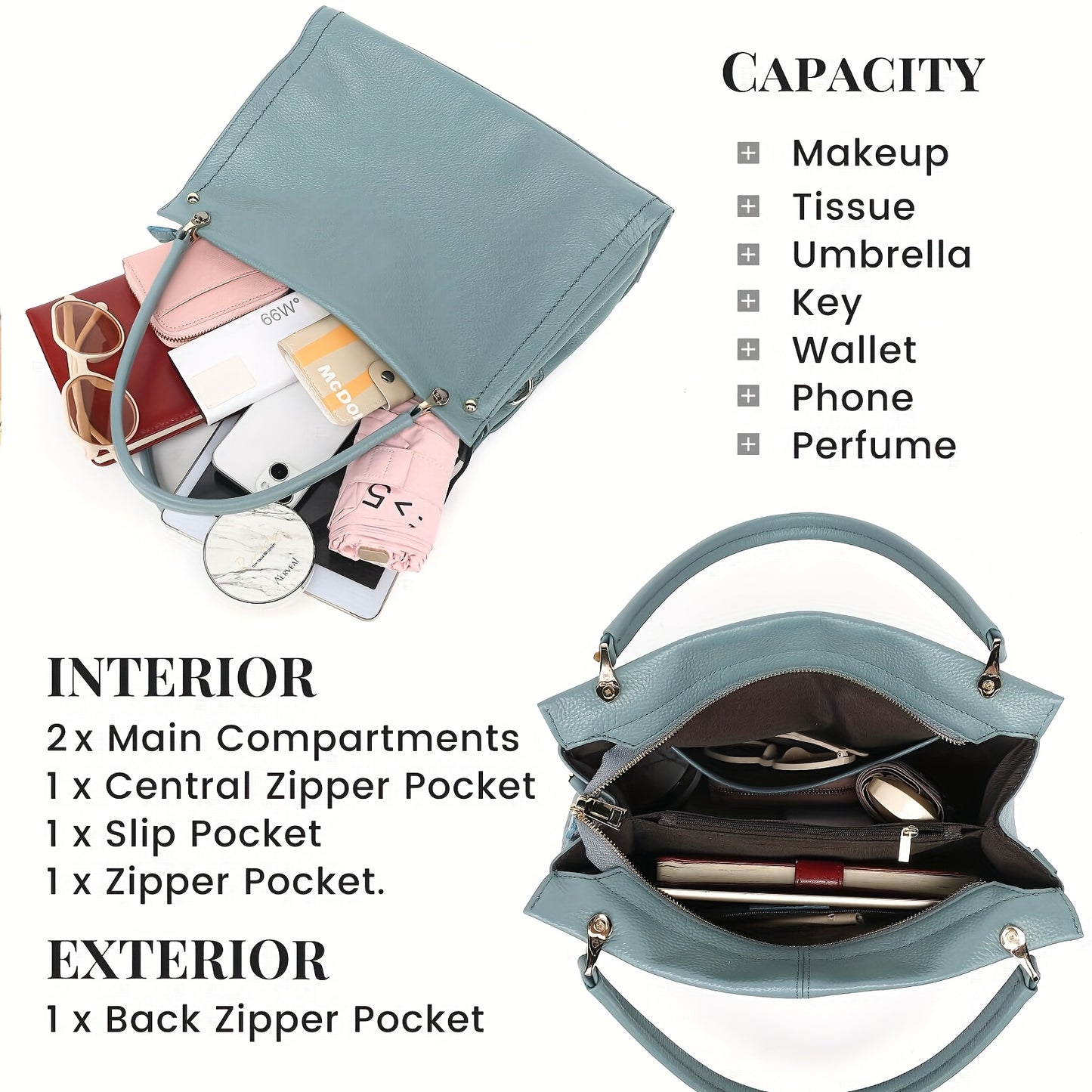 Elegant Leather Handbag, Women's Tote Bag, Versatile Single Shoulder Sling Bag