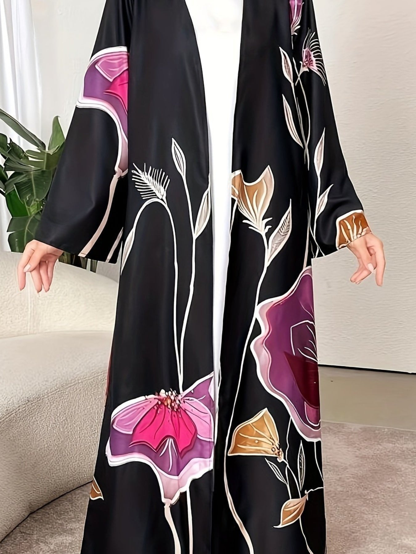 Feel like Royalty in Our Black Middle Eastern Style Robe | Kimono Abaya