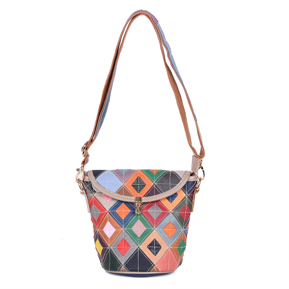 New Genuine Leather Women's bag with cowhide colored casual bag cover for Women's one-shoulder crossbody fashionable small square bag