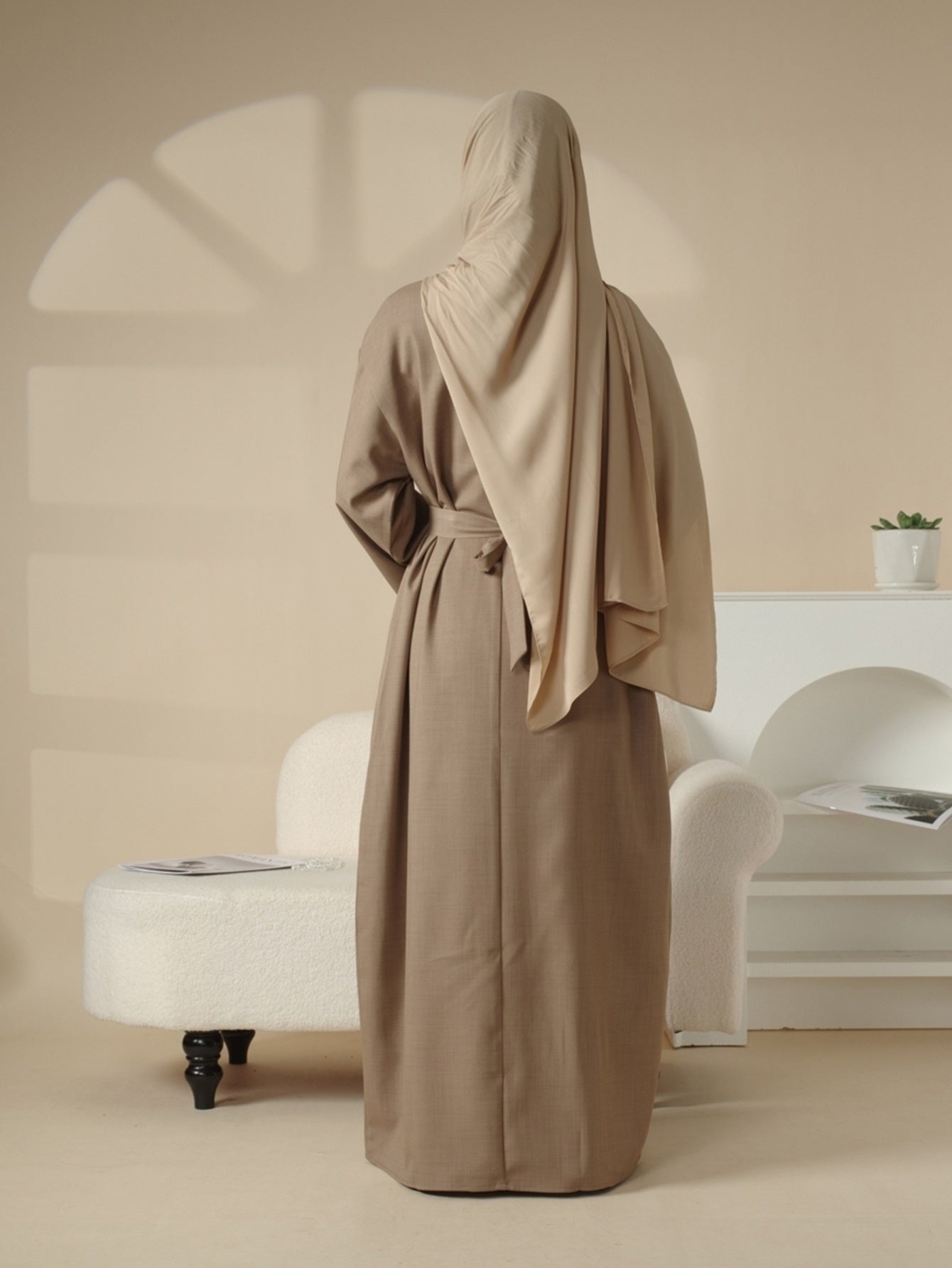 Plain Abaya with Pockets 2pcs Set Elegant Middle East Arab Islamic Muslim Style Shawl Robe Smock Ramadan Prayer Dress Long Skirt Jilbaab Abaya Women's Women Solid Color