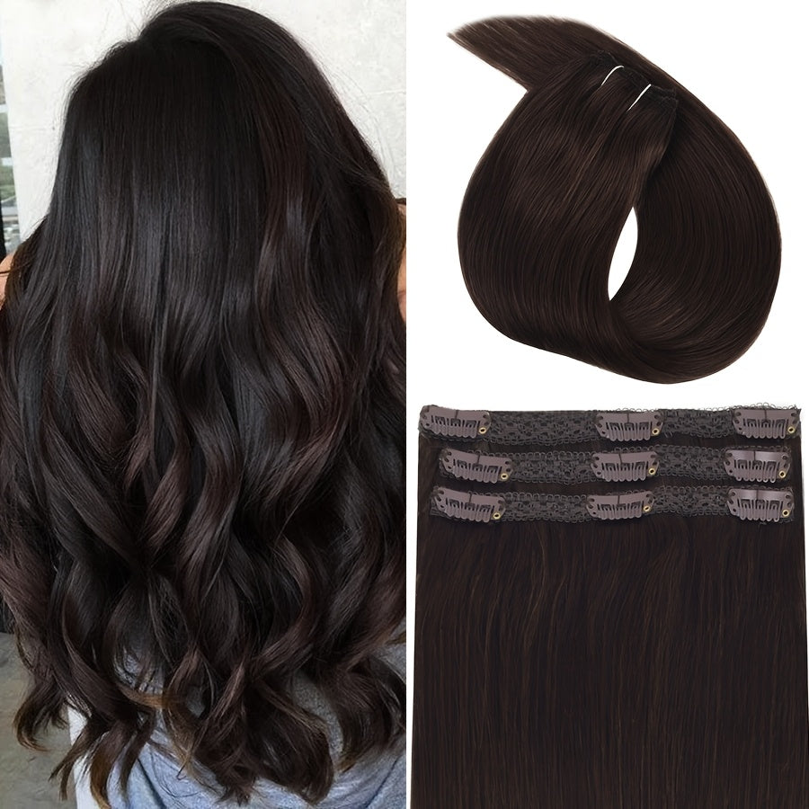 12-16 Inch Real Hair Clip In Hair Extensions Real Hair Clips Invisible Hair Extensions 3pcs/Pack, Real Hair Wigs, Hair Extensions For Women