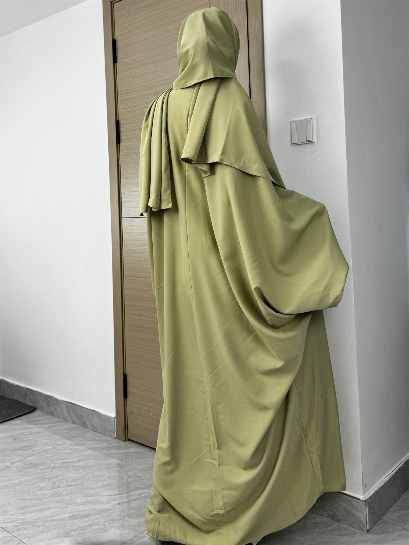 Plus Size Middle Eastern Loose Long Robe Prayer Jilbaab Dress with Matching Headscarf Two-piece Abayas Ethnic Clothing Islamic Conservative Dresses Long Skirt