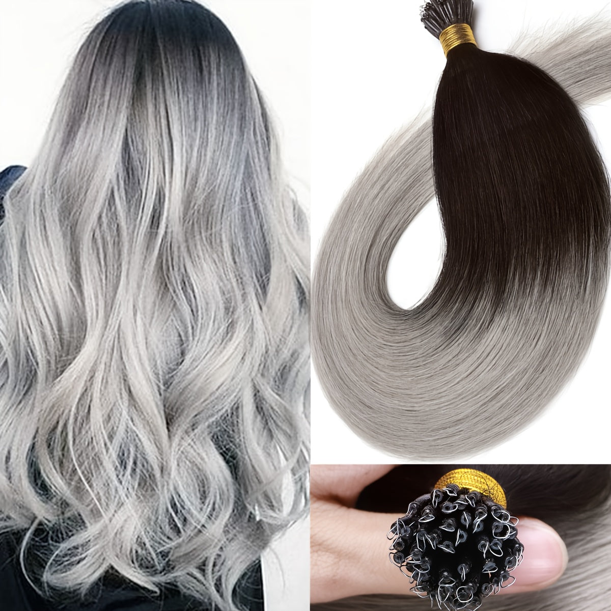 100% Human Hair Extensions - 50 Strands Nano Rings, Thick, Smooth, Remy Hair