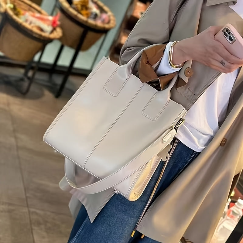 New Leather Crossbody Bag Women's Large Capacity Bag Spring And Summer Fashion Atmosphere Work Commuter Leather Crossbody Handbag