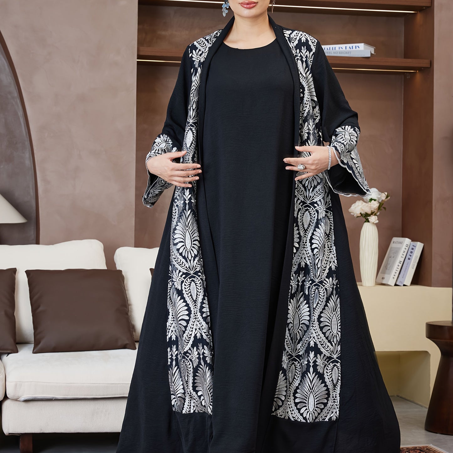 New Abaya for Ramadan, Middle Eastern Arabic Robe, Saudi Arabia, Turkish Muslim Women'S Floral Dress with Comfortable Breathable Fabric, High-End Fashion Paisley Pattern