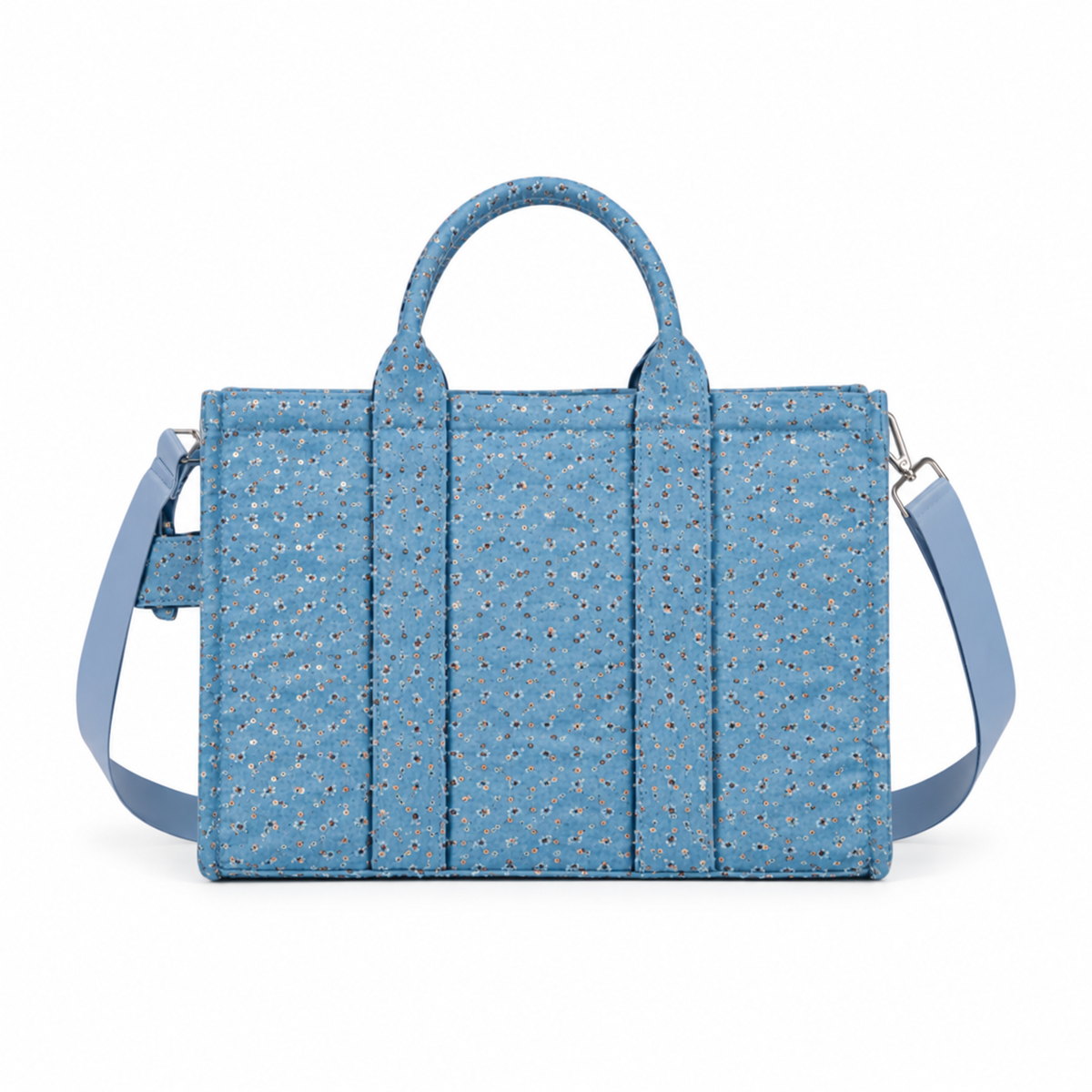 Sky Blue Floral Quilted Carryall Tote
