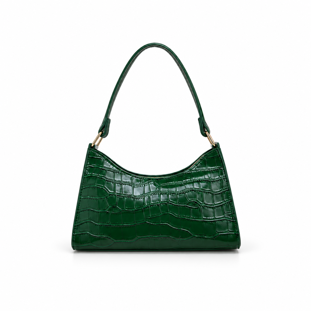 Emerald Croc Embossed Shoulder Handbag Purse