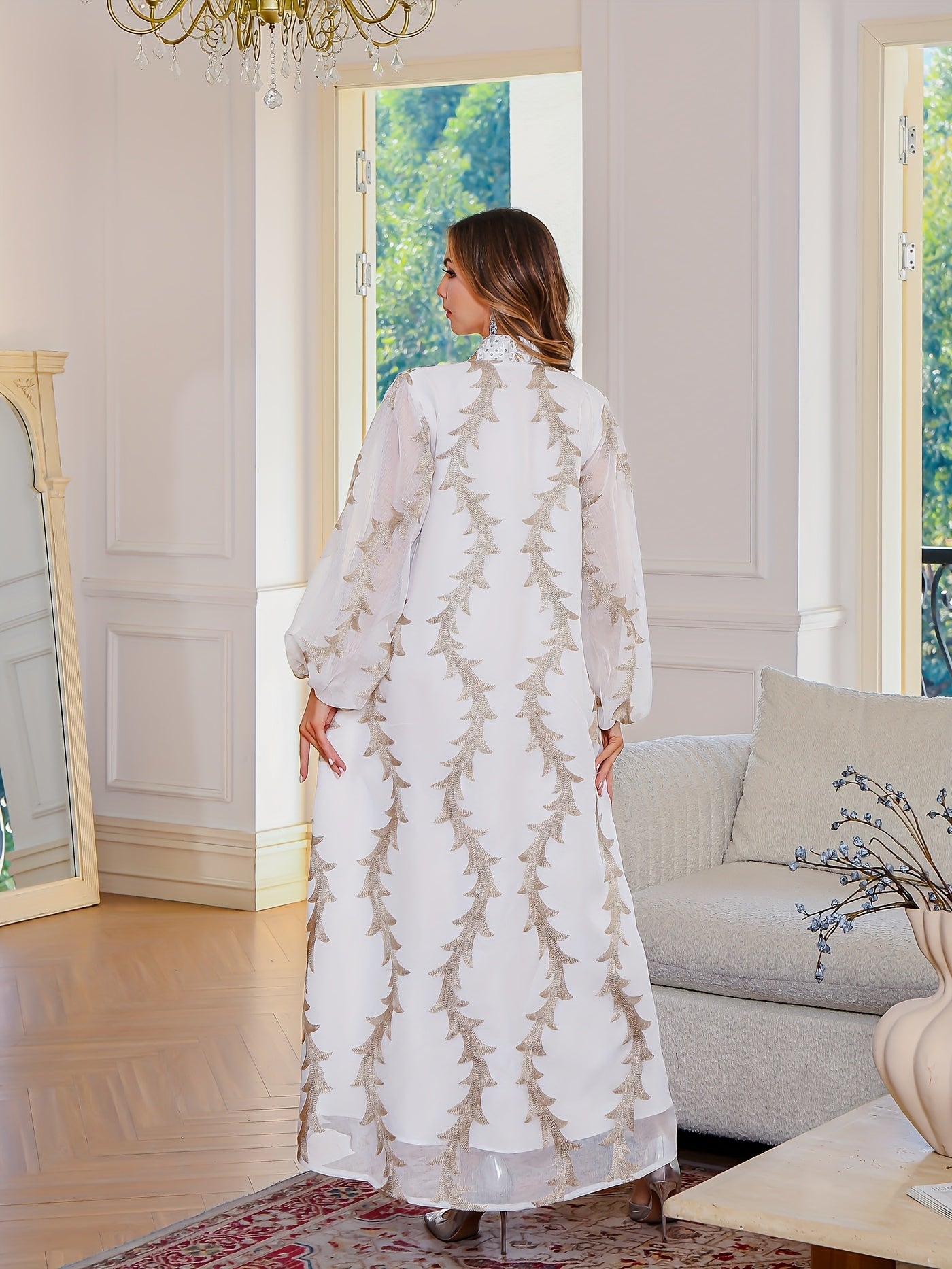 Ramadan Women's ABAYA Robes | Modern Muslim Pipe Bead Embroidered Diamond Bar Code Big Robe Women's Elegant Dress Foreign Trade Dubai Turkey Foreign Trade Clothing Abaya