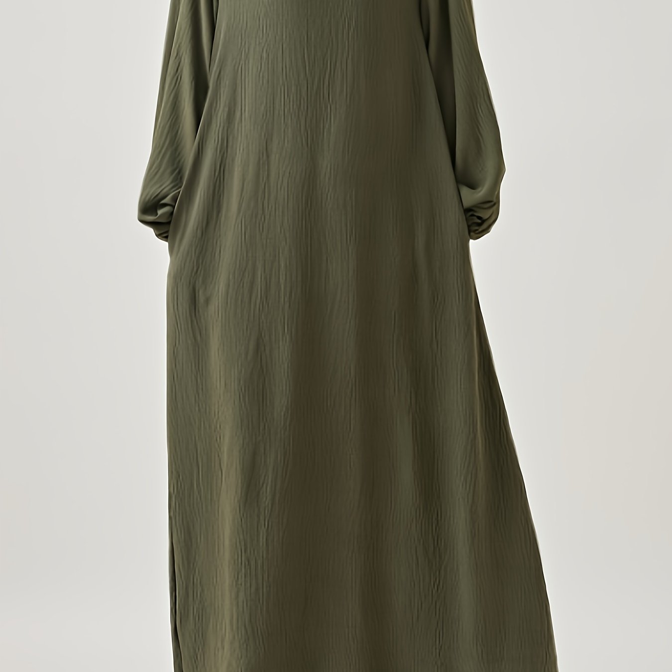 Polyester Muslim Pakistani Abaya - Comfortable, Casual, Solid Color with Bubble Pleats, Elastic Cuffs, Flowy Hem, Machine Washable