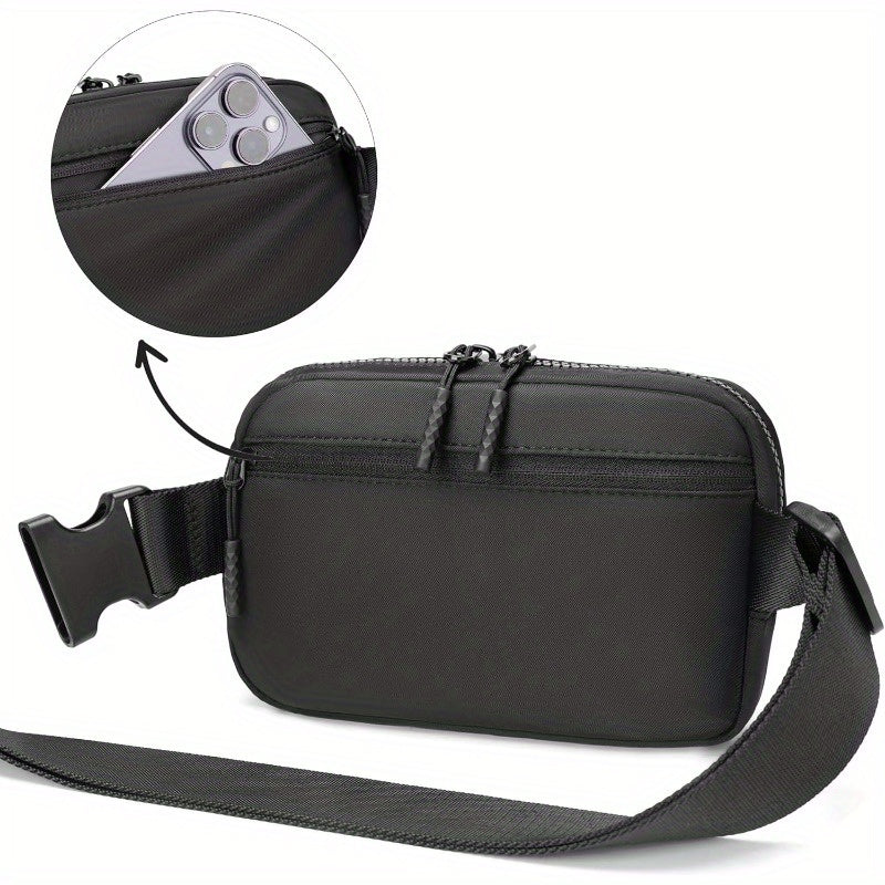 Essential Leather Belt Bag w Long Strap 70 Front Zip Pocket Crossbody Bag w Extended Strap Fanny Pack for Women Men Two Way Zipper Sling Bag