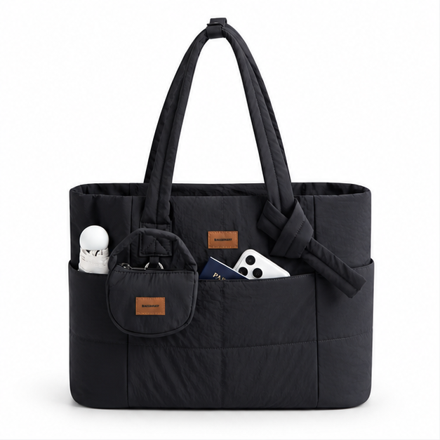 Quilted Multi-Pocket Lightweight Travel Tote Bag