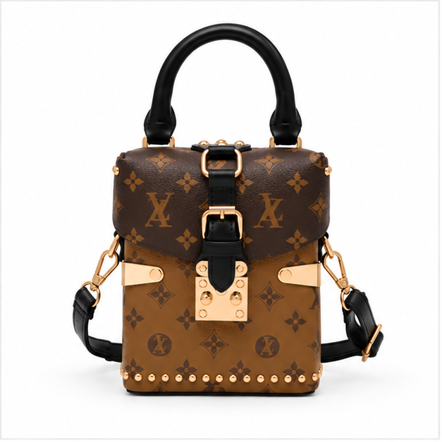 Vintage Monogram Structured Trunk Shoulder Handbag