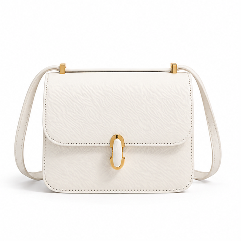 Elegant Ivory Structured Crossbody Shoulder Bag