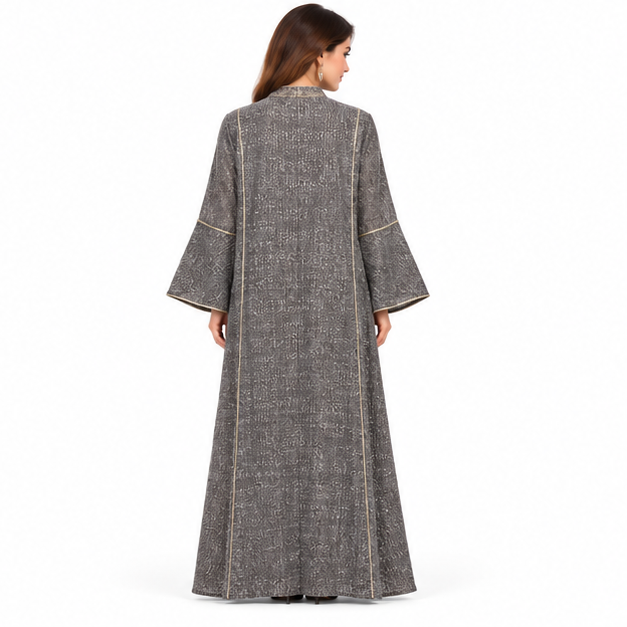 Elegant Black Floral Sequin Pakistani Kaftan
