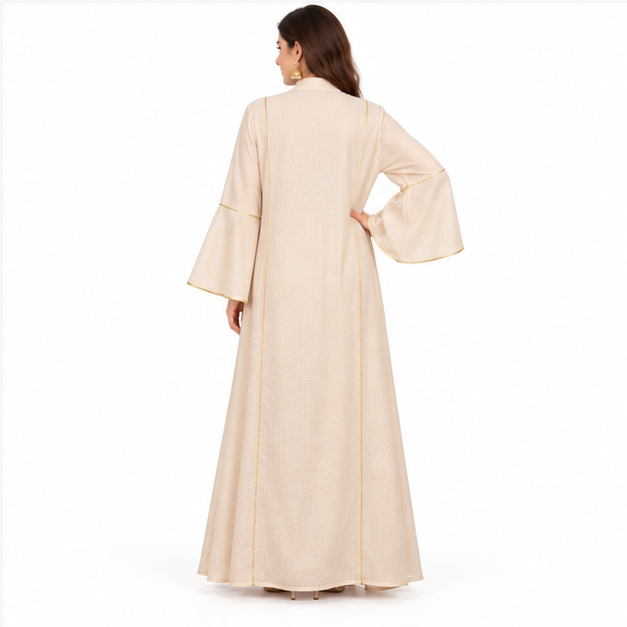 Elegant Pakistani Apricot Sequin Embroidered Kaftan