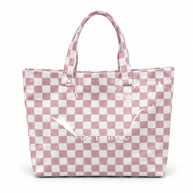 Pink Checkered Glossy Everyday Carry Tote