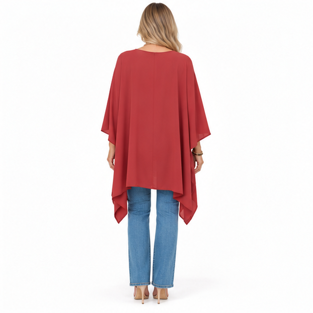 Elegant Rust Red Flowy Kaftan Top