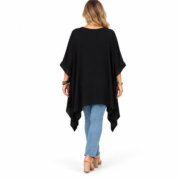 Elegant Black Loose Fit Kaftan Top