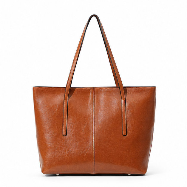 Classic Cognac Leather Everyday Shoulder Tote