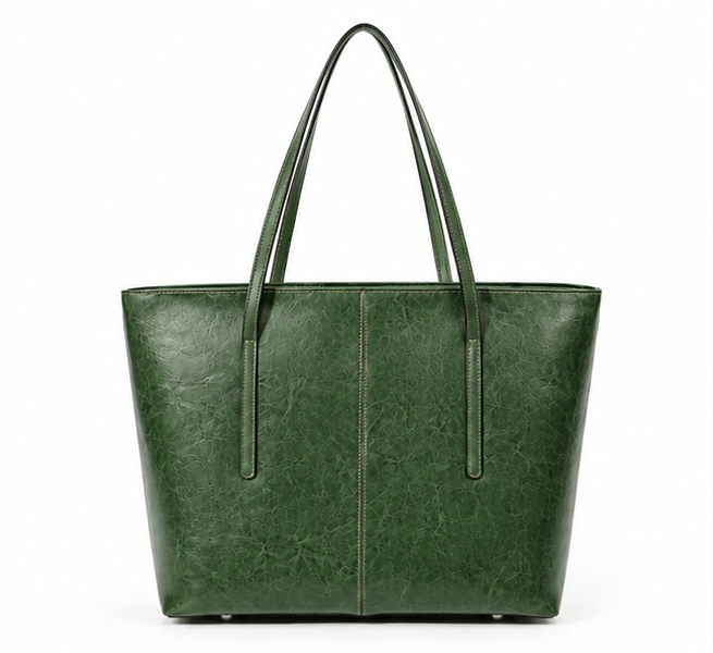 Elegant Green Textured Everyday Shoulder Tote