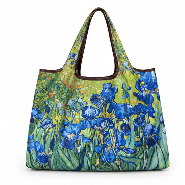 Blue Iris Garden Printed Shoulder Tote