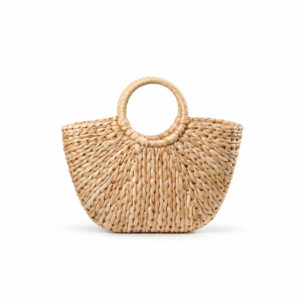 Natural Woven Raffia Circular Handle Handbag