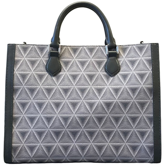 Revemoire Large Grey Leather Tote Bag 13-1/2" x 11" x 5" for Work, Travel, Shopping, Parties