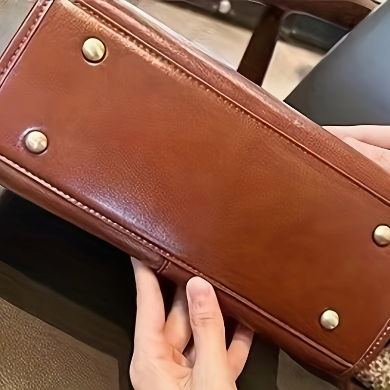 New Leather Crossbody Bag Women's Large Capacity Bag Spring And Summer Fashion Atmosphere Work Commuter Leather Crossbody Handbag