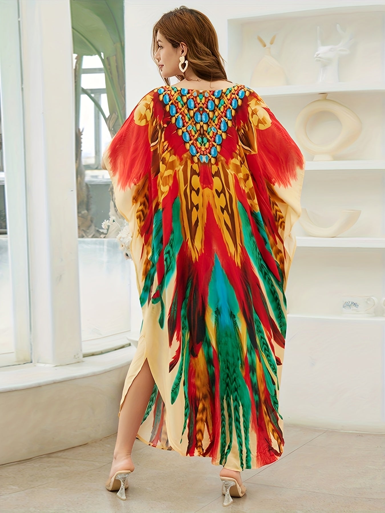 Women Long Kaftan Clothing Roomy Homewear Oversized Maxi Kimono Cover Ups Robes
