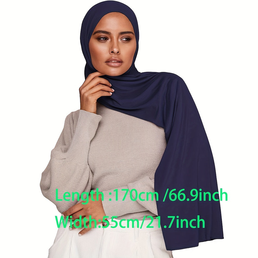 3pcs Women'S Small Size Muslim Bamboo Jersey Hijab Set - Elegant Solid Color Hijab Scarf with Head Cover & Shawl, Soft Breathable Woven Fabric, Non-Stretch Fit for Ramadan, Daily Wear & Special Occasion