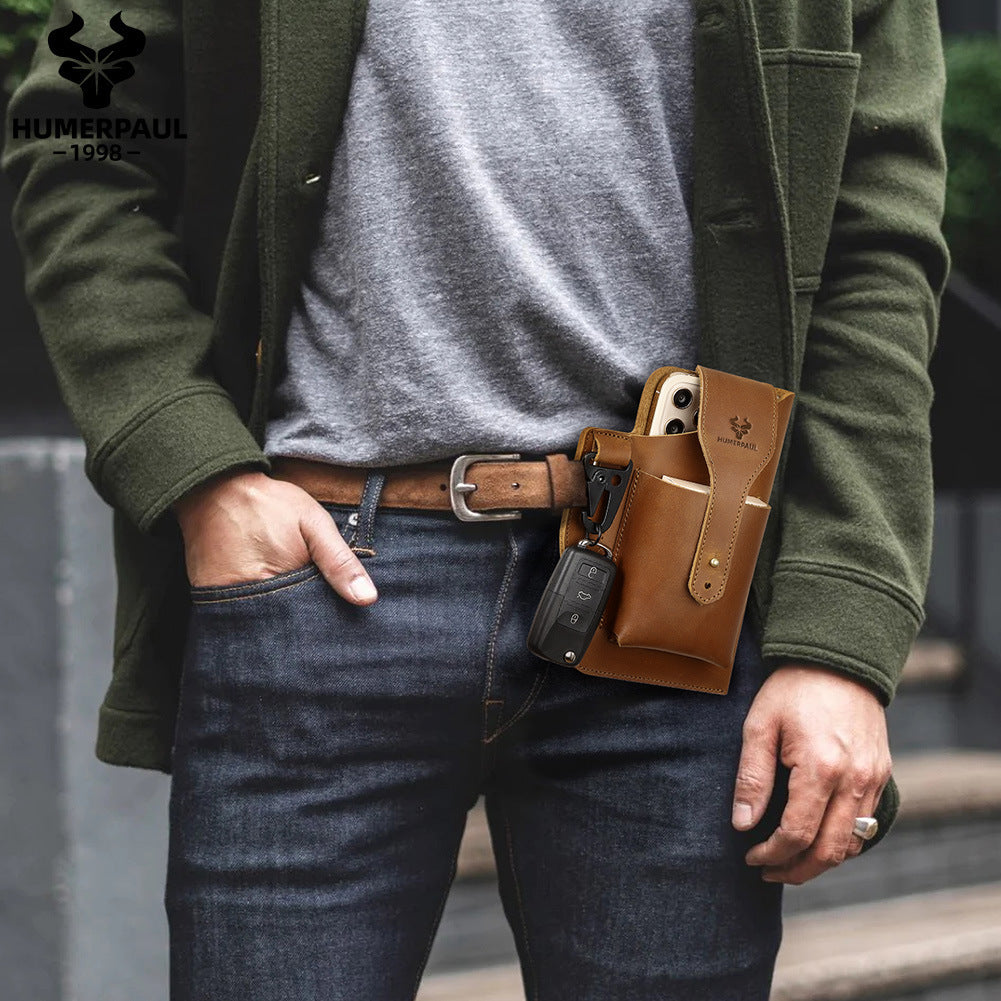 Men's Leather Mobile Phone Case, Mobile Phone Stand With Belt Ring, Mobile Phone Bag Protective Case, Unique Father's Day Gift