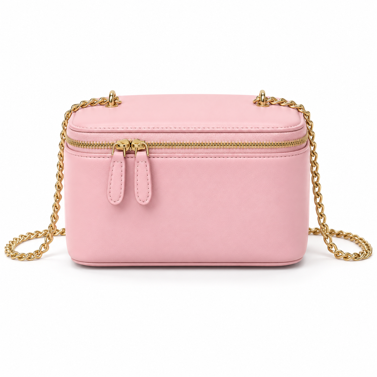 Pink Vegan Leather Chain Crossbody Bag