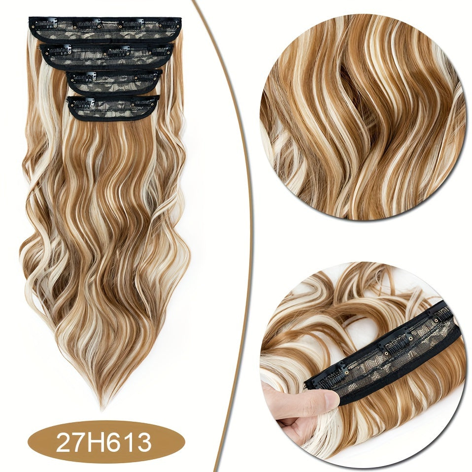 4Pcs/set 22inch Long Curly Hairpieces Ombre Hairpieces for Women
