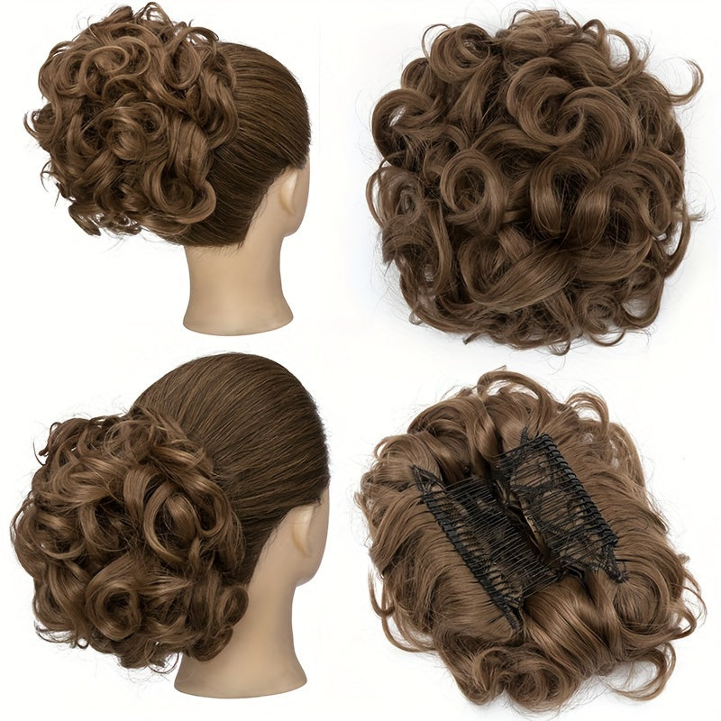 Curly Bun Extensions Scrunchie Combs In Messy Bun Hair Piece For Women