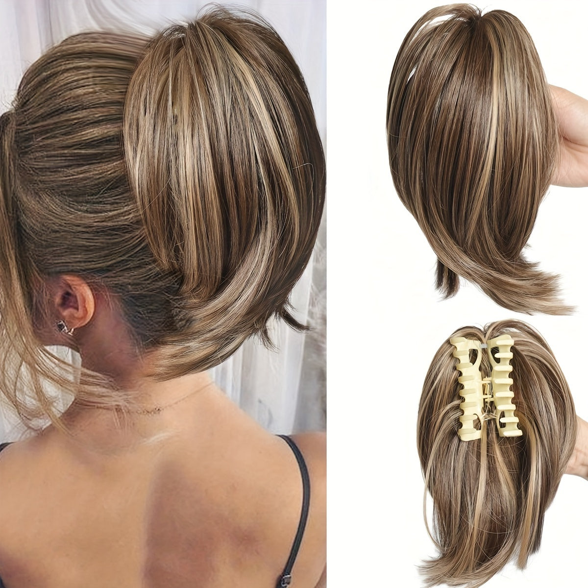 Messy Bun Hair Clip For Women | Straight Ponytail Extension 8inch Black