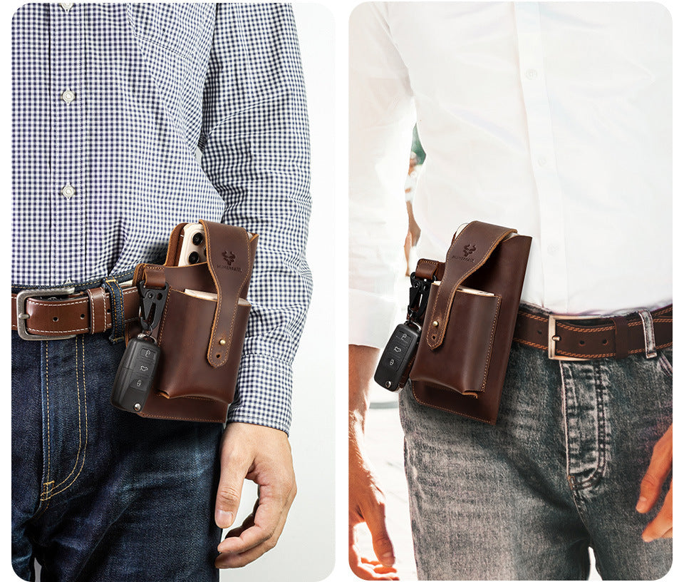 Men's Leather Mobile Phone Case, Mobile Phone Stand With Belt Ring, Mobile Phone Bag Protective Case, Unique Father's Day Gift