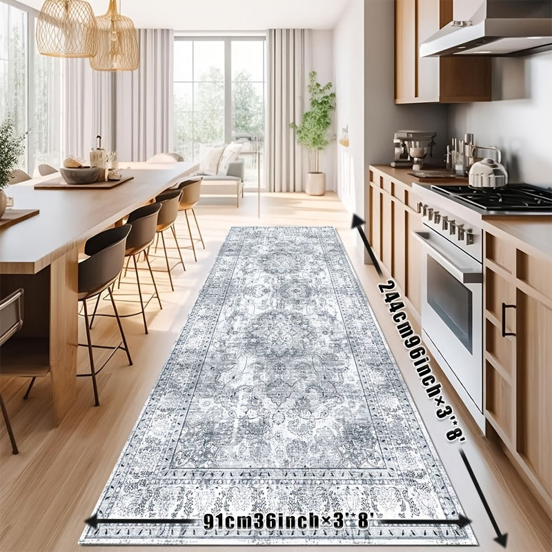Area Rugs Boho Washable Area Rug For Bathroom, Bedroom, Large Area Rugs For Living Room Dining Room, Bohemian Vintage Non Slip Low Pile Indoor Accent Carpet For Home Office-blue Color Bathroom Mat