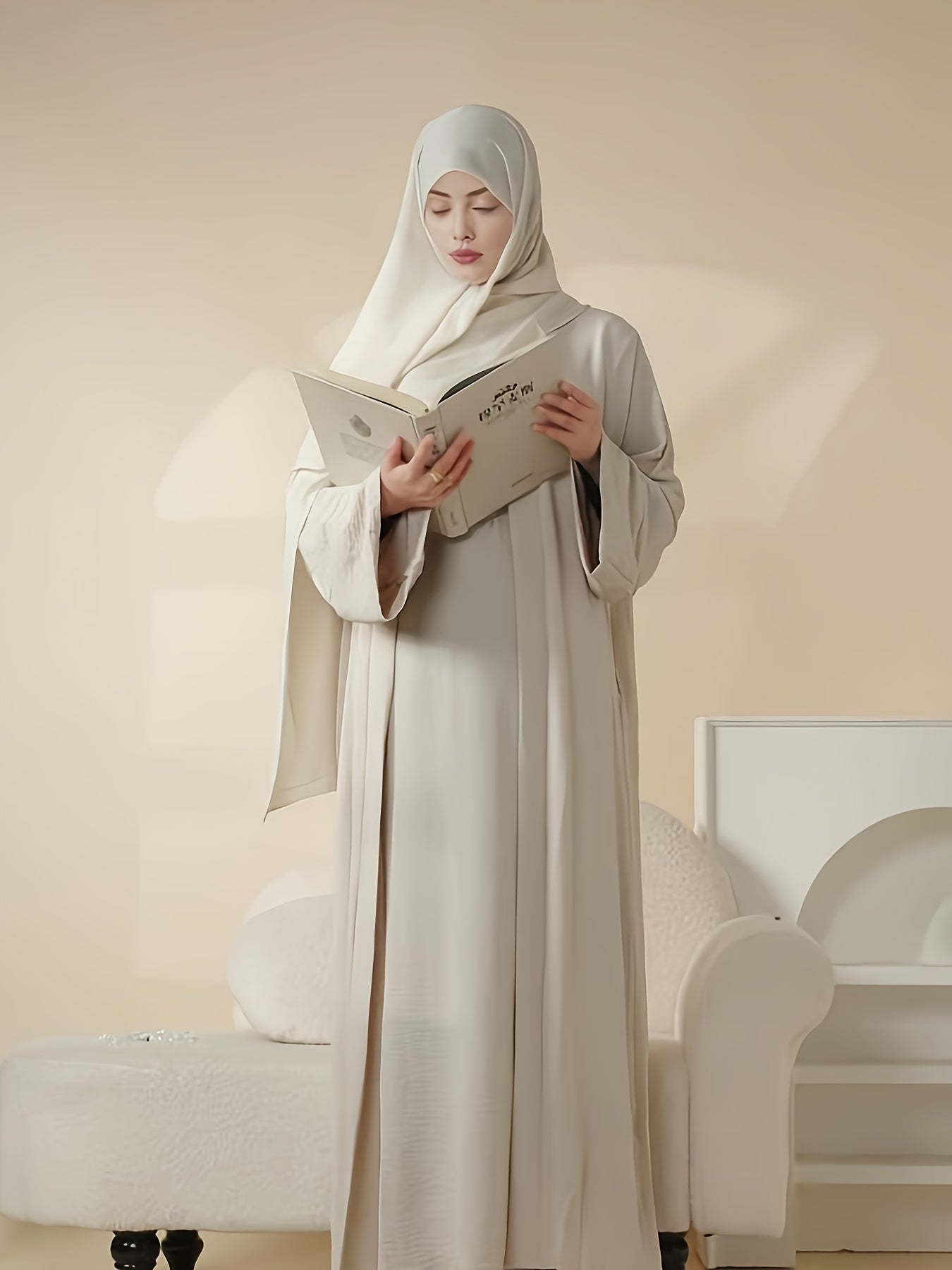 3pcs set of underwear, outerwear and belt for Muslim Women's Ramadan prayer dress,Arabic long robe in summer, thin style, breathable and comfortable elastic loose Abaya Arab Eid al-Fitr ladies abaya