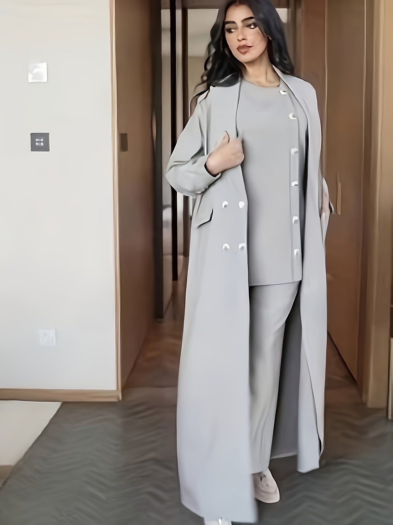 Middle Eastern Women's Emirati Abaya 3pcs Set - Machine Washable and Dry Cleanable