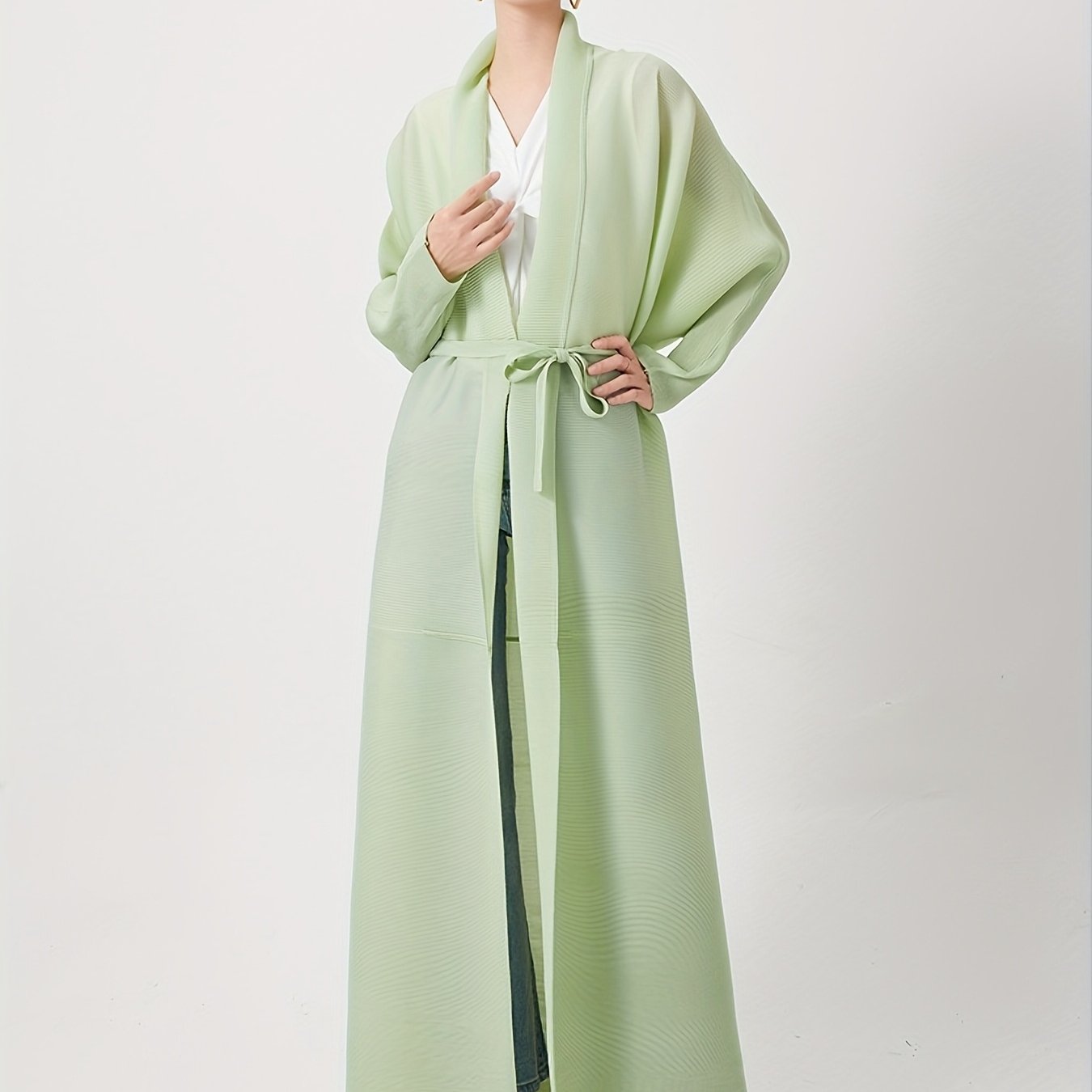 Elegant Women's Loose-Fit Long Sleeve Emirati Abaya with Turn- Collar - Brown, High-Stretch Fabric, Full-Length Pants, Perfect for Spring & Fall, Muslim Dress, Muslim Dress | Loose Fit Abaya