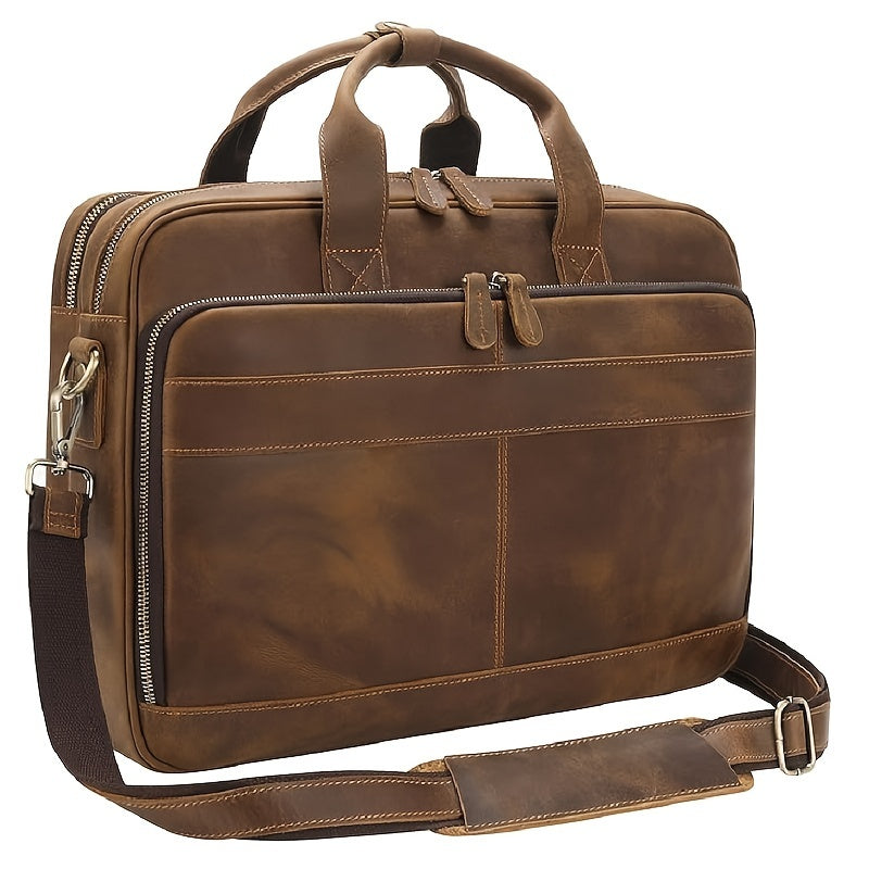 Leather Briefcase For Men, Business Travel Laptop Messenger Bags