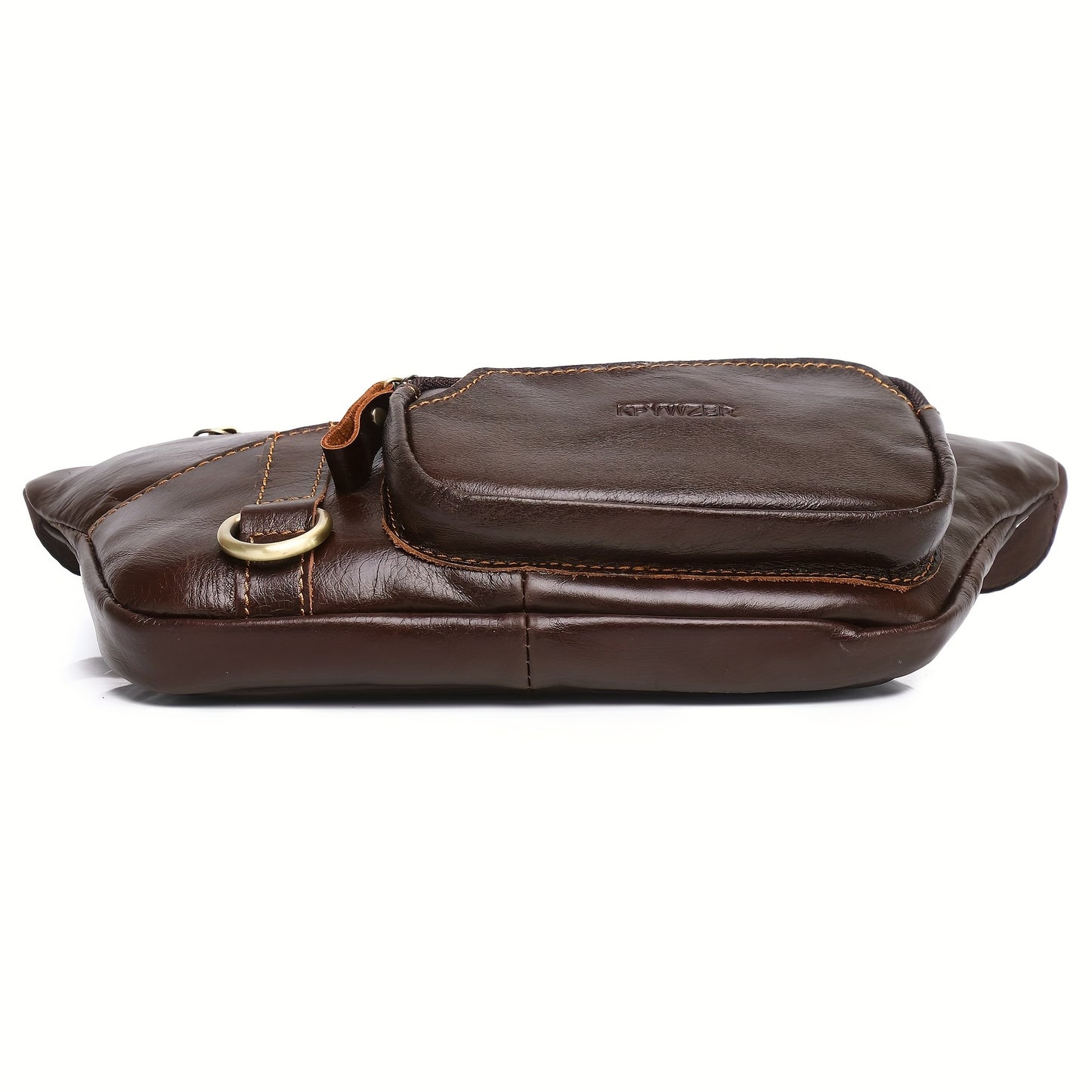 Genuine Leather Belt Bag Fanny Pack For Men Women Hip Bum Bag Belt Slim Cell Phone Purse Wallet Crossbody Sling Pouch Brown
