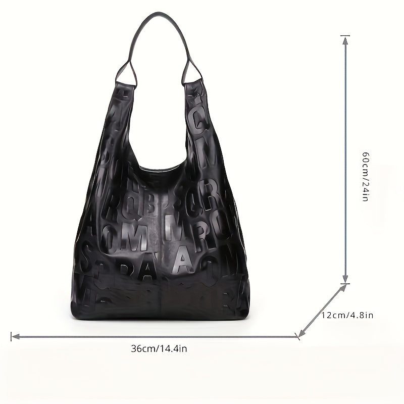 Black Cowhide Handbag, Large Capacity Messenger Bag Waterproof, Commuting Style Leather Tote Bag