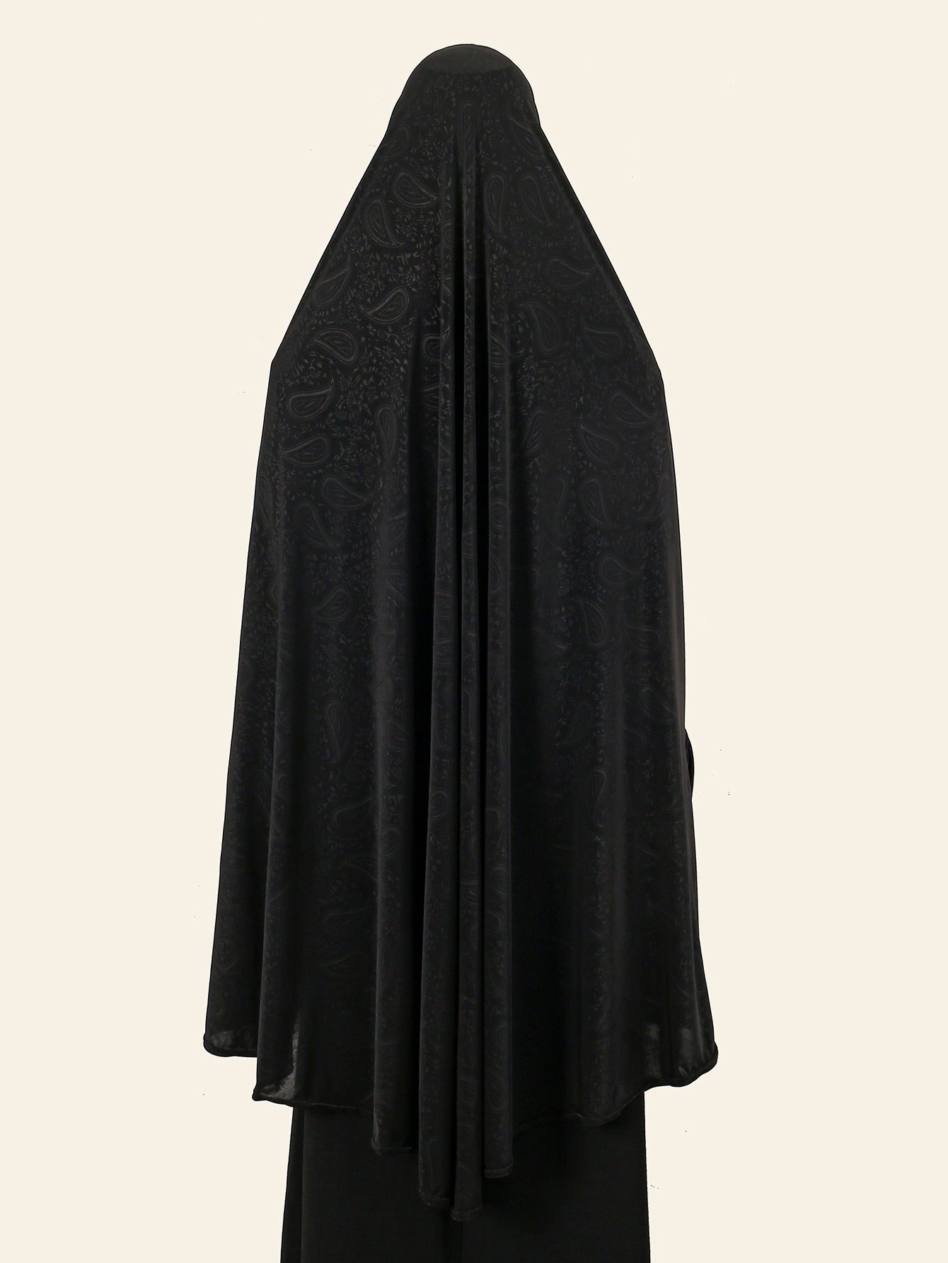 Women's Elegant Muslim Abaya Burqa Dress with Full Sleeves & Double Bar Headscarf - Solid Black Islamic Prayer Dress, Modest Eid Al-Fitr Outfit, Machine Washable All-Season Traditional Clothing