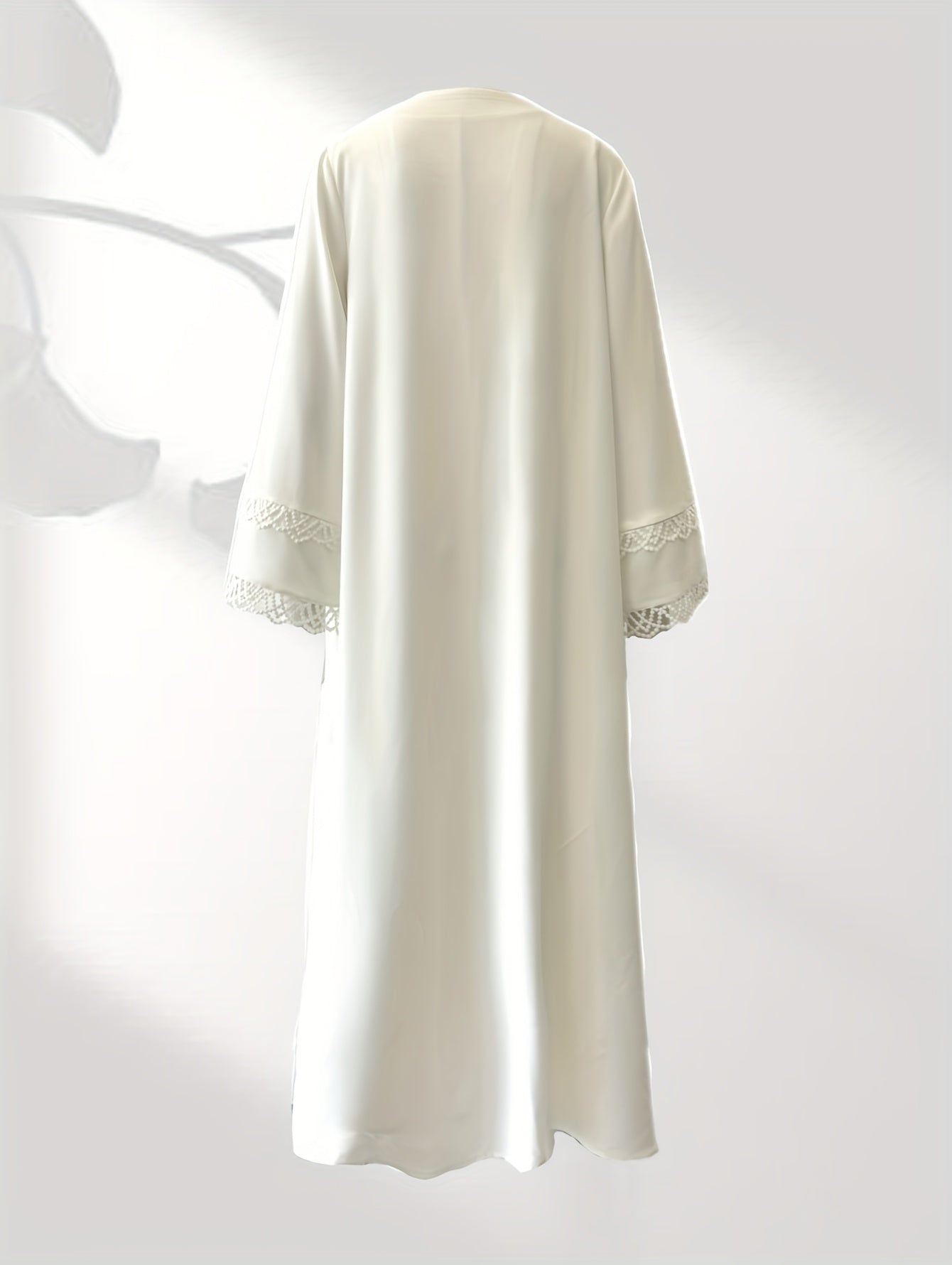 2pcs Muslim Kaftan Abaya Set with Lace Trim | Plus Sleeveless Vest Skirt, Headscarf, for Ramada