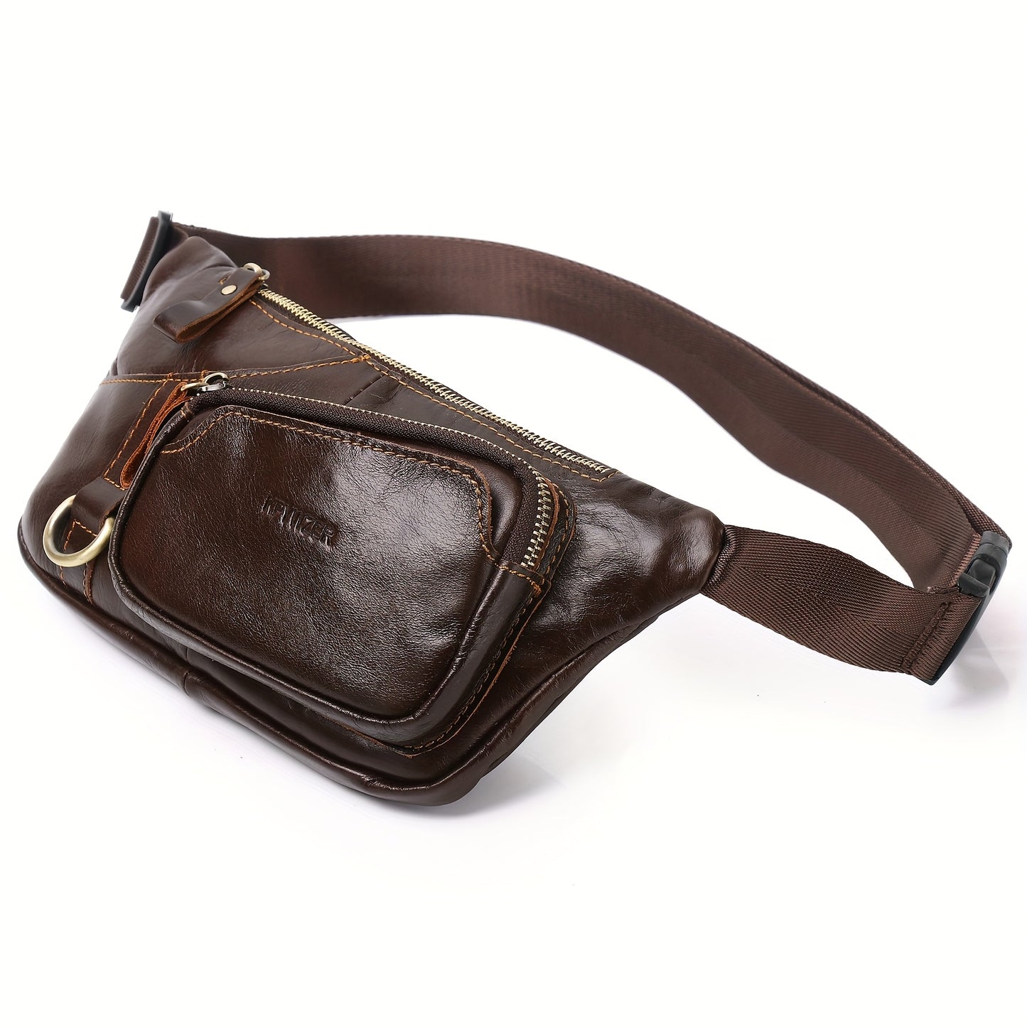 Genuine Leather Belt Bag Fanny Pack For Men Women Hip Bum Bag Belt Slim Cell Phone Purse Wallet Crossbody Sling Pouch Brown
